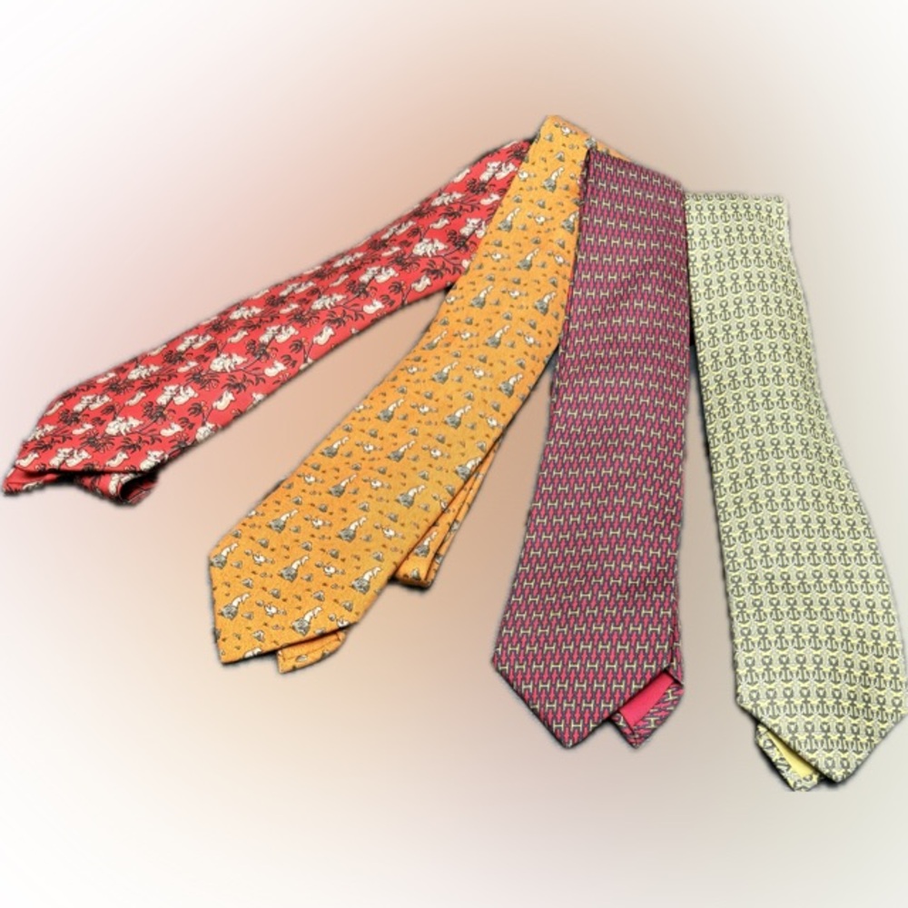 Four Hermes Silk Ties